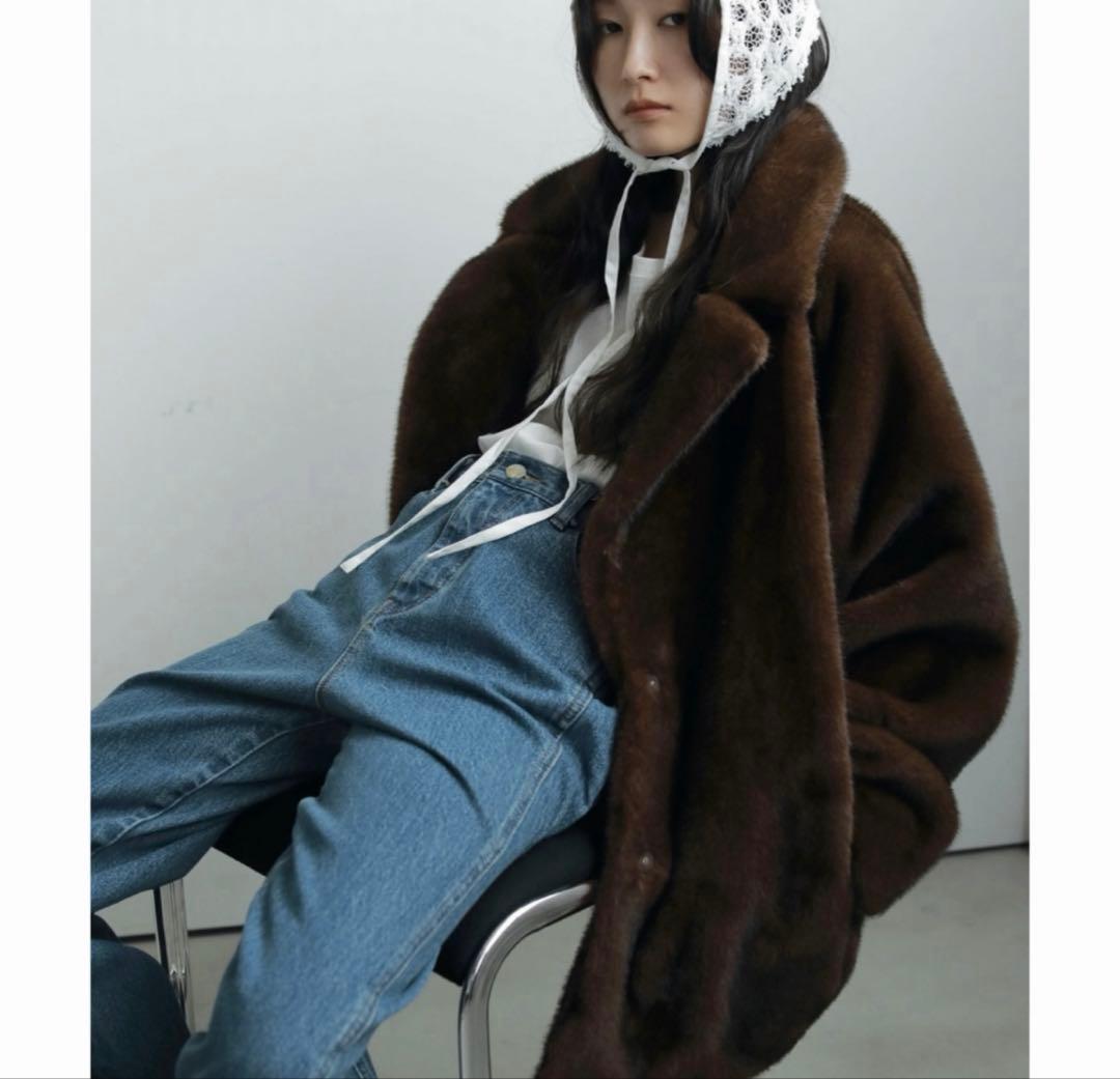 新品☆ anuke Eco Minkfur Jacket 36 ブラウン