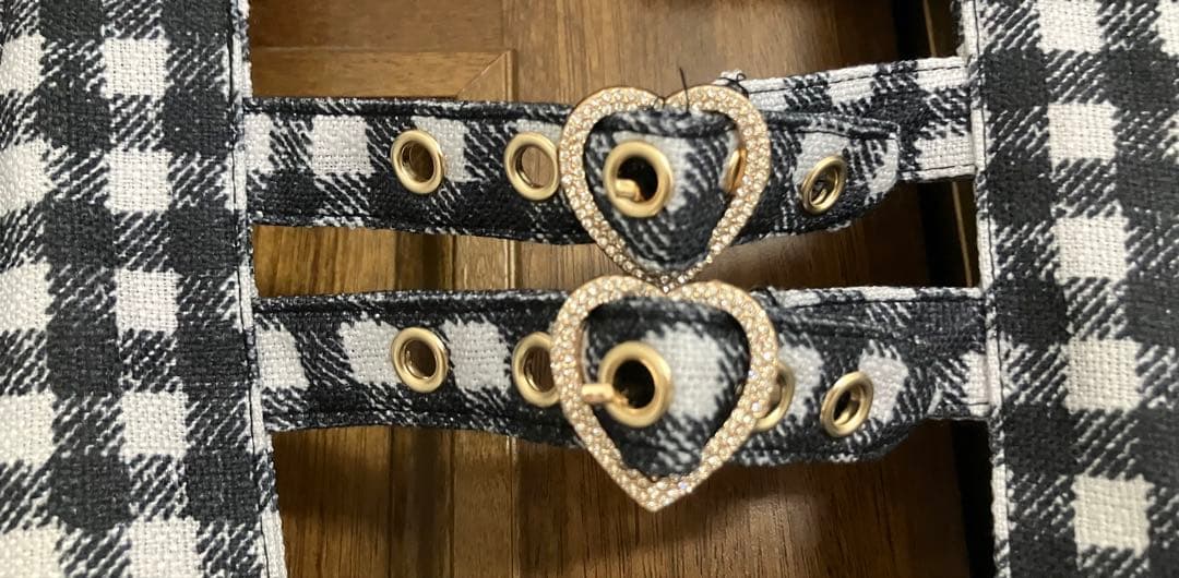 はしごリボンギンガムティアードスカパン ブラック タグ付き