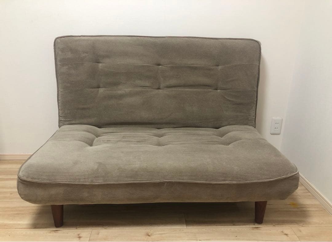 ベージュ 2人がけソファ 取り外し可能な脚付き 2人掛けソファ コーデュロイ