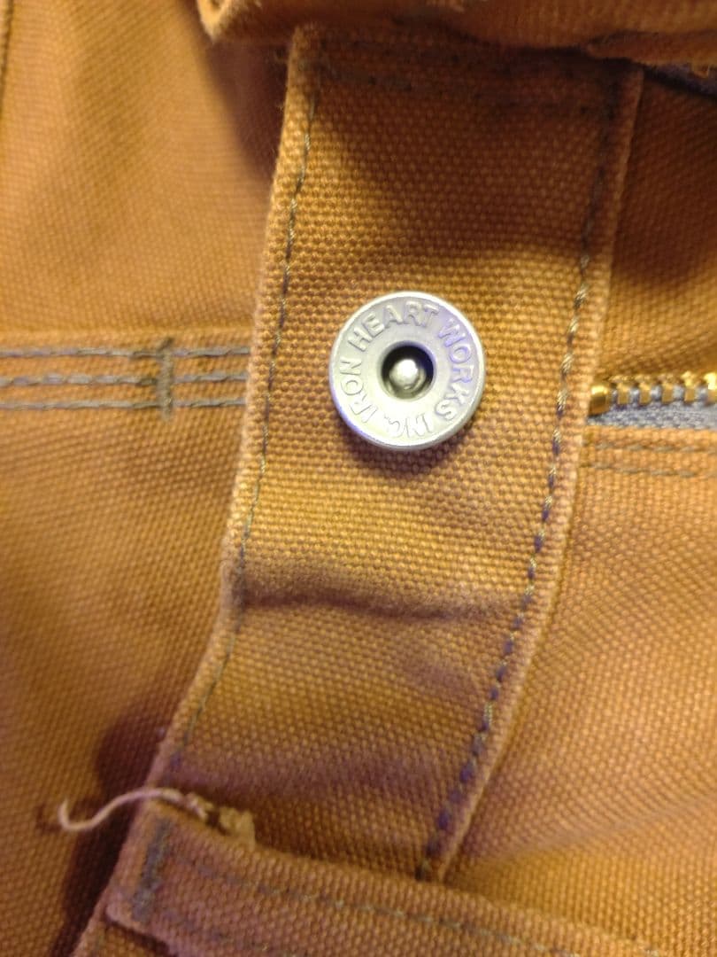 IRON HEART ヘビーダック地ダブルニーロガージーンズ