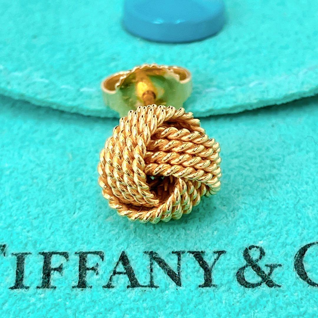 極美品 ティファニー サマセット ボール ノット 片耳 ピアス ゴールド k18