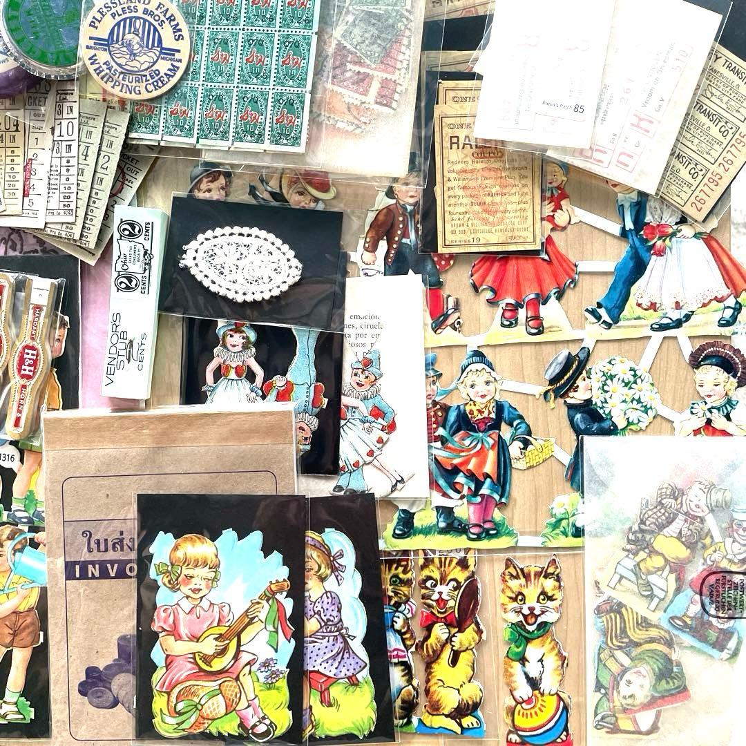 ヴィンテージ 紙モノ 新品大量まとめ売り 蚤の市ジャンクジャーナルコラージュ素材