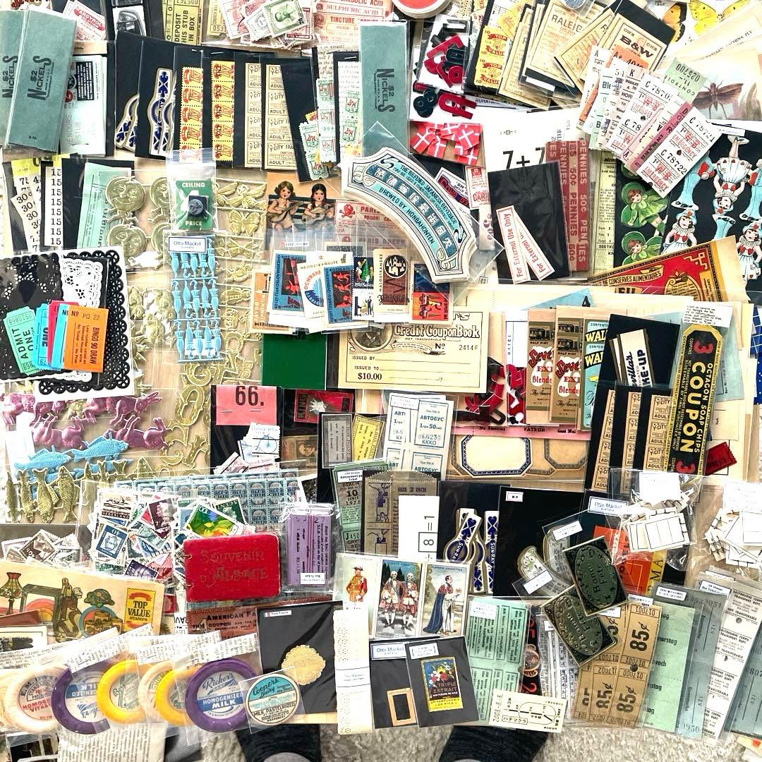 ヴィンテージ 紙モノ 新品大量まとめ売り 蚤の市ジャンクジャーナルコラージュ素材