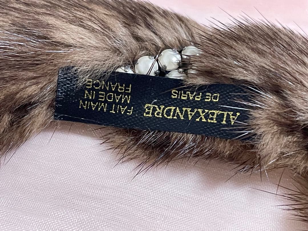 アレクサンドルドゥパリ 新品未使用ミンク×スワロフスキーパール カチューシャ7万