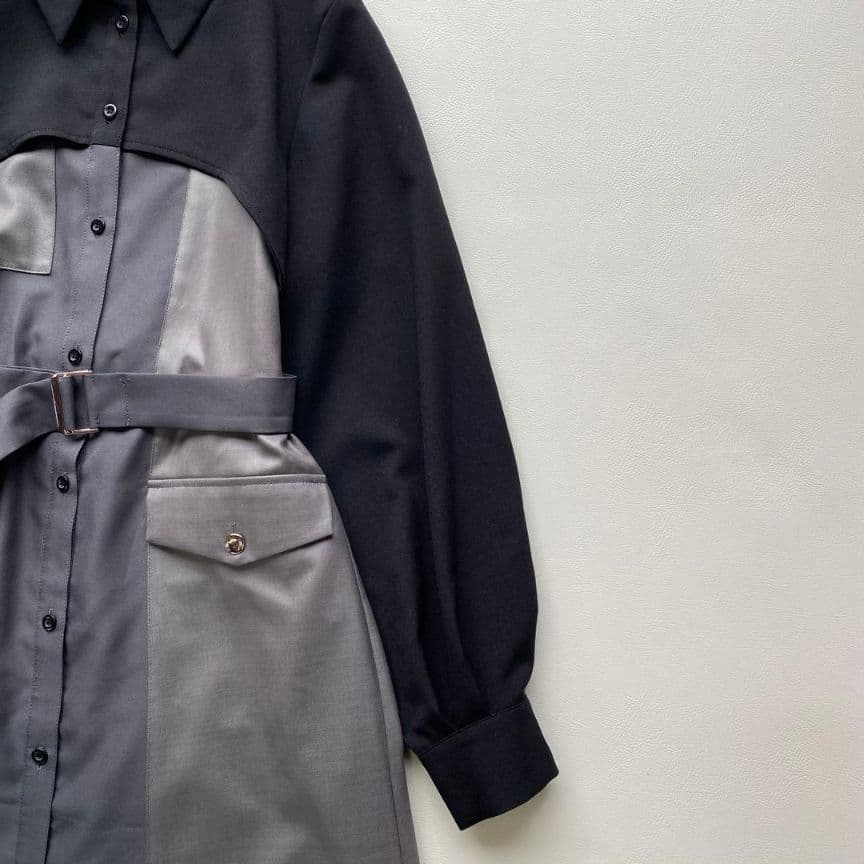 ユナイテッドトウキョウ　ロングシャツワンピース　アシメ配色＆バイカラー