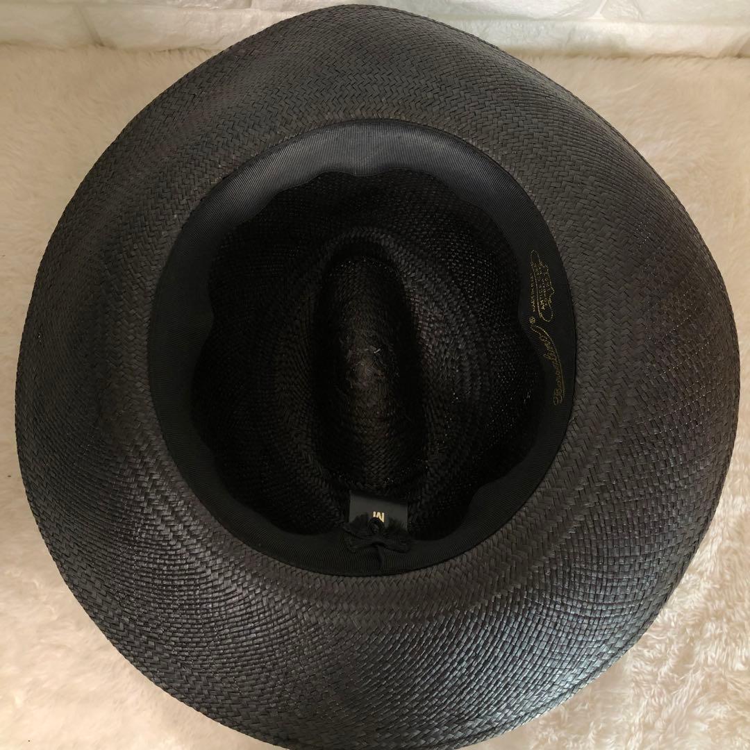 Borsalino ボルサリーノ パナマハット 麦わら帽子 ブラック 天然草