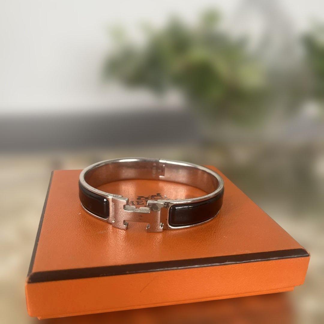 HERMES シルバー ブラウン バングル