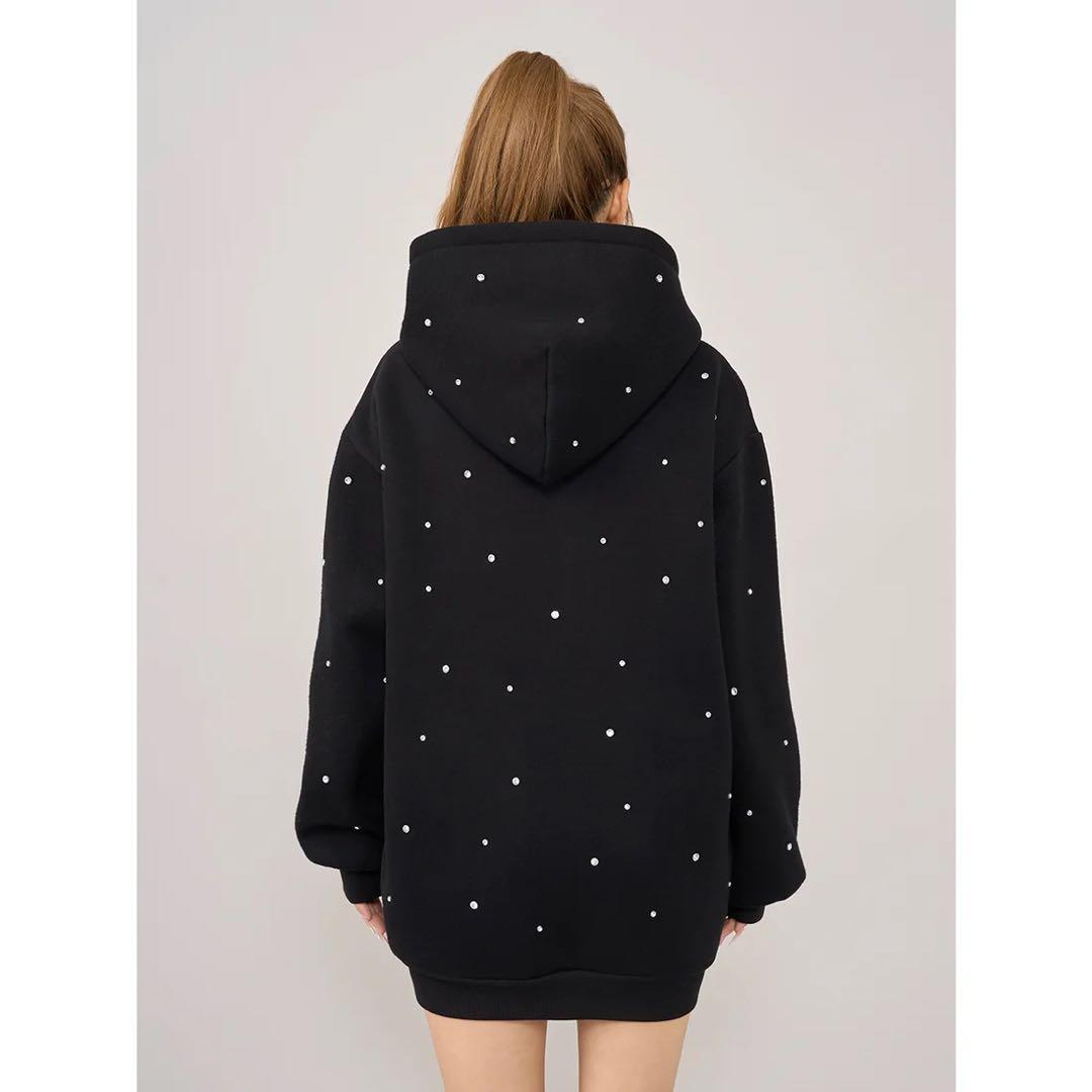 新品タグ付 ブラック フリー ダーリッチ DDロゴビジュージップパーカー F 黒