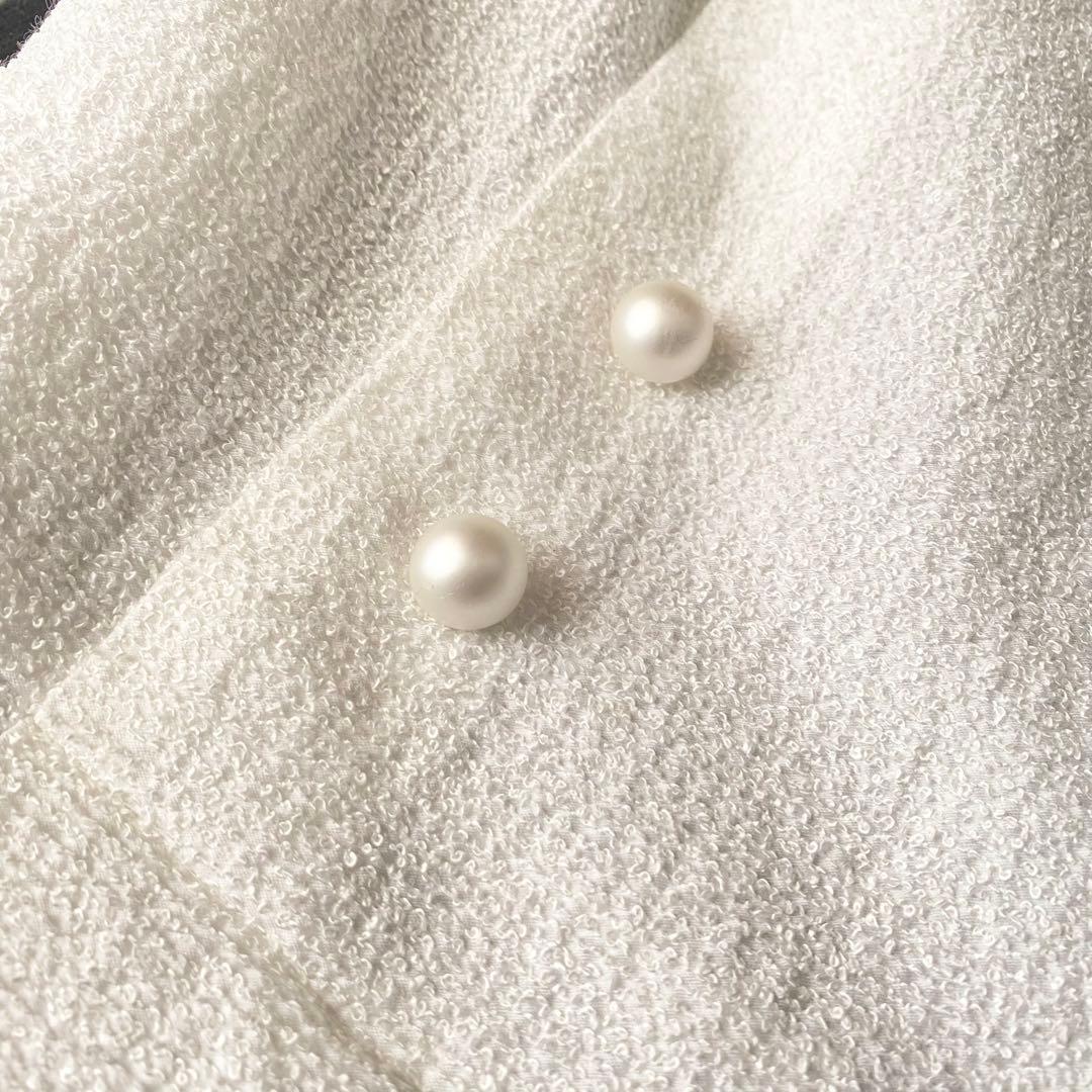 極美品✨Rene TISSUE 高級ツイードワンピース フレア パール ホワイト