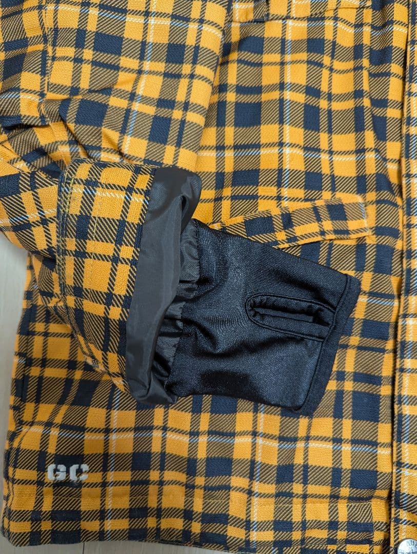 スノーボード用オレンジチェックジャケットとパンツセット