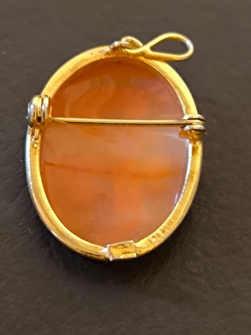 イニシャル 　P　カメオ 　イタリア製　925 シルバー　ブローチ