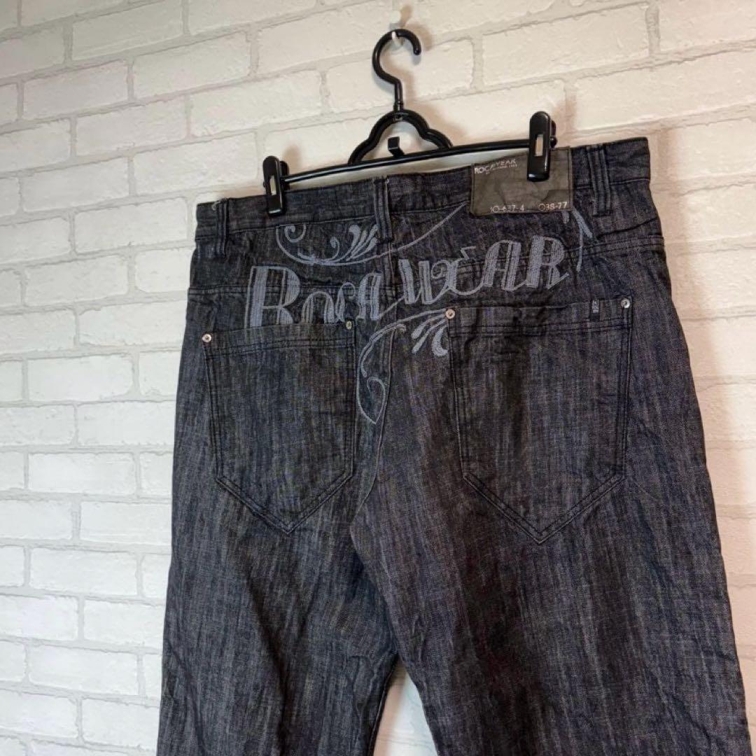 ロカウェア ROCAWEAR 極太　ブラックデニム　バギーパンツ　bboy 90