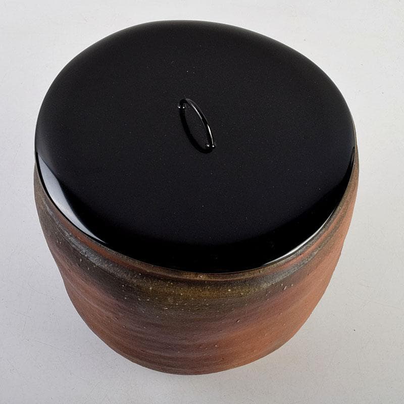 茶道具　備前焼　小山末廣作　一重口水指　共布共箱　C　9163D