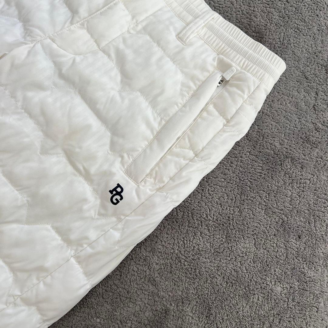 パーリーゲイツ　ダウンパンツ　中綿入り　レディース　ロゴ　ホワイト　白　ゴルフ