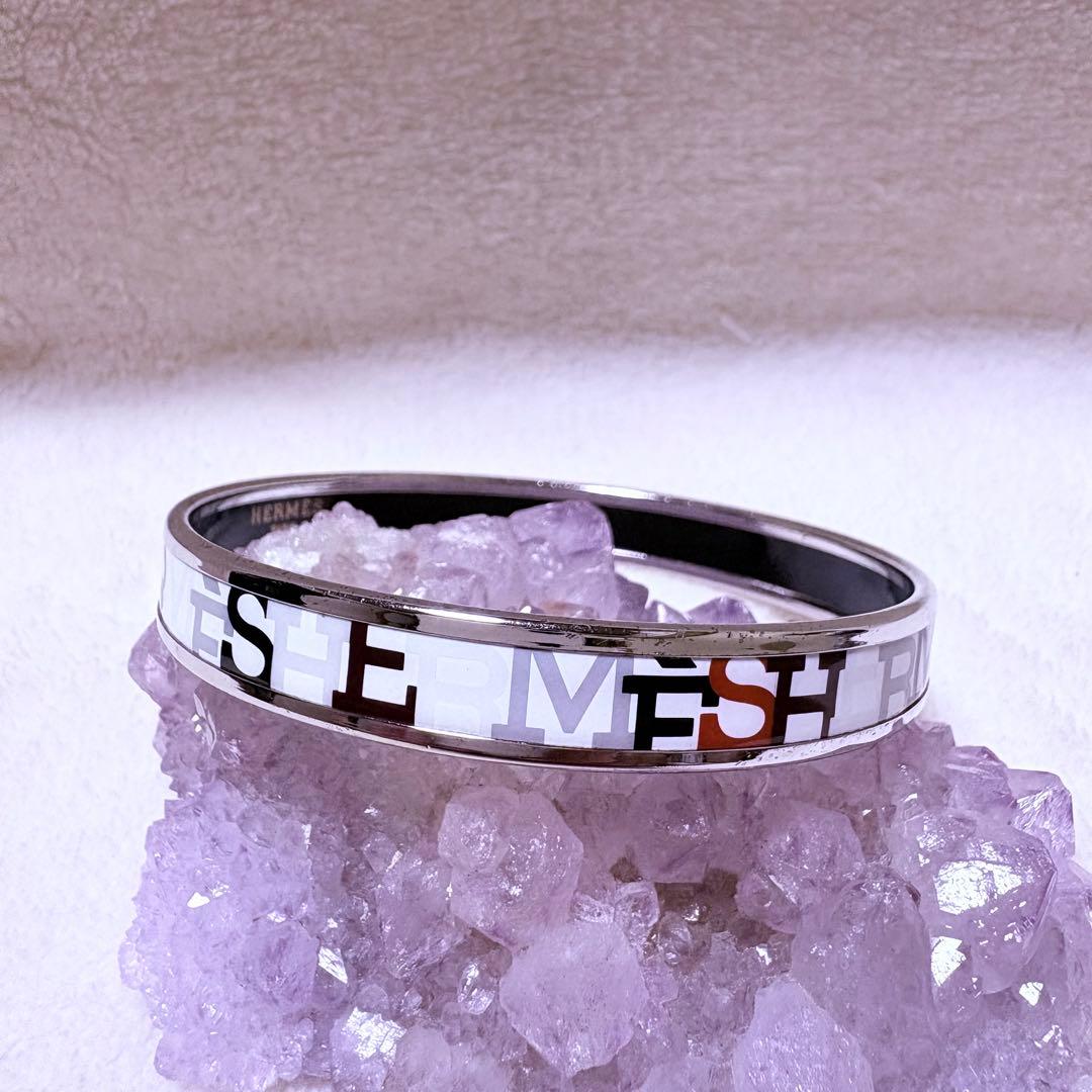 HERMES Émail Bangle ロゴ入り マルチカラー