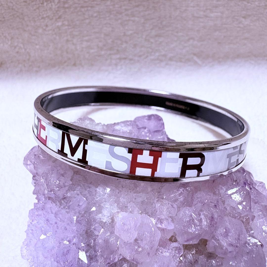 HERMES Émail Bangle ロゴ入り マルチカラー