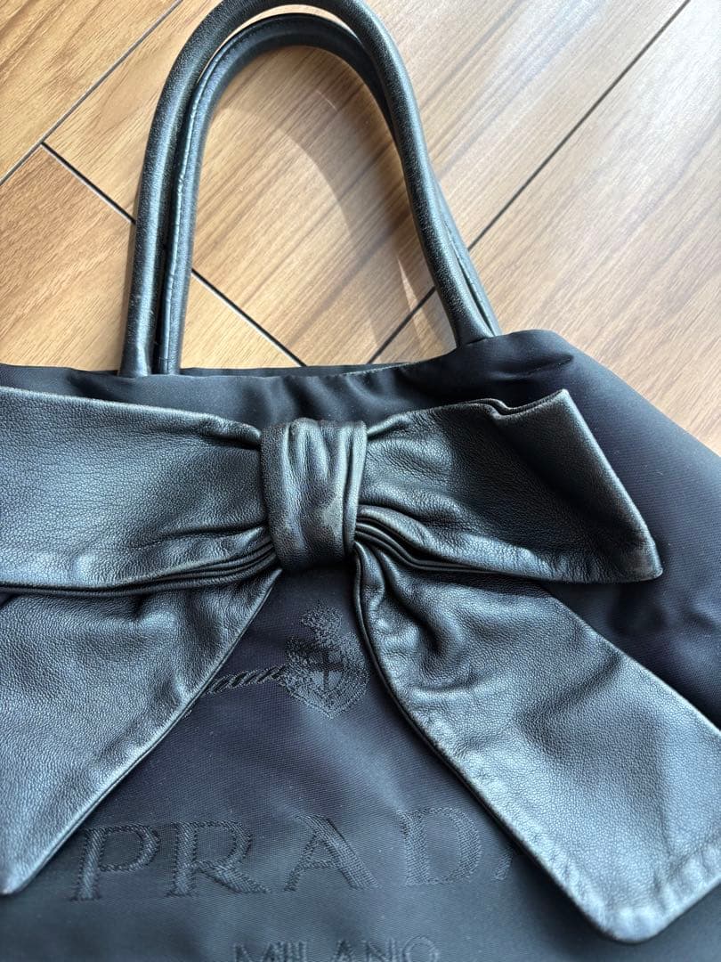 PRADA ナイロン　レザーリボン　2way