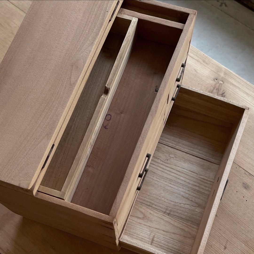 古い裁縫箱　小引き出し　棚　レトロ　古道具　アンティーク