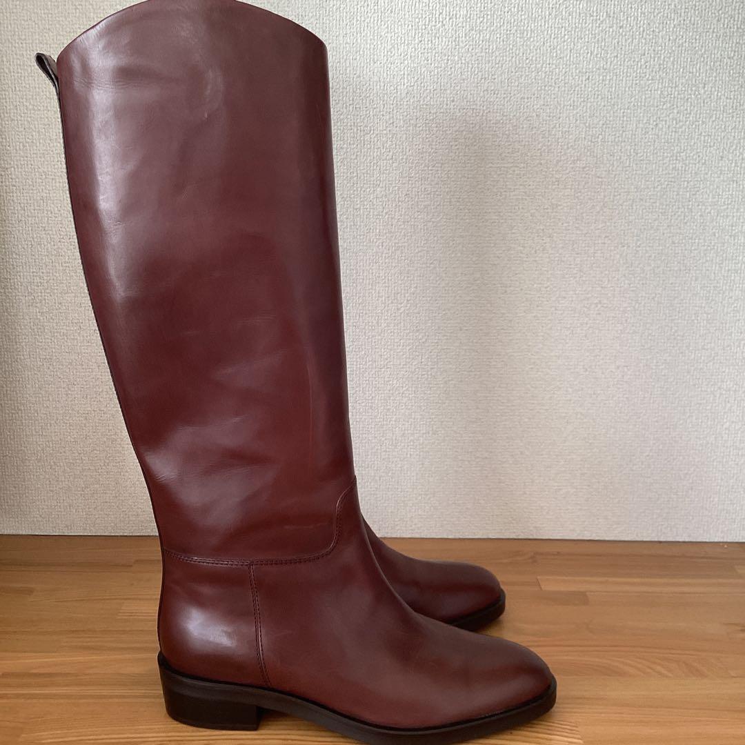 本革 ロングブーツ ジョッキー サイズ39 ジッパー付きの希少なブーツ