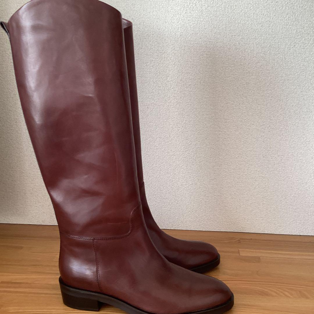 本革 ロングブーツ ジョッキー サイズ39 ジッパー付きの希少なブーツ
