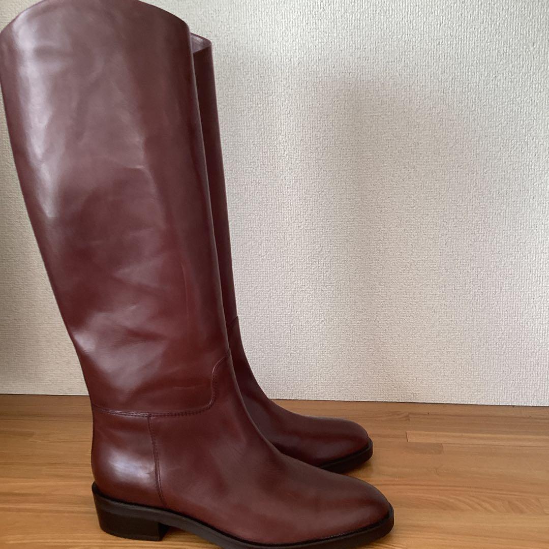 本革 ロングブーツ ジョッキー サイズ39 ジッパー付きの希少なブーツ