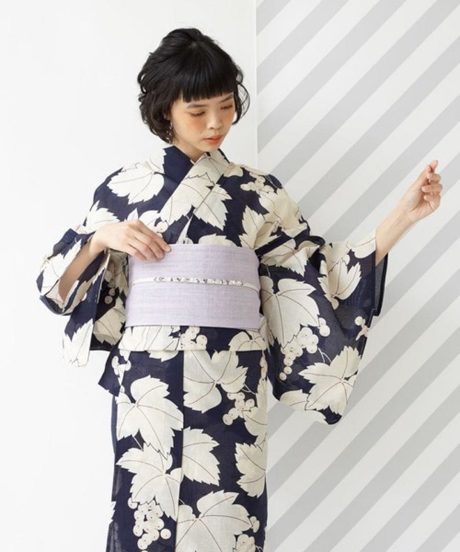 3*e様 新品　ふりふ　紫織庵　葡萄紋　浴衣セット