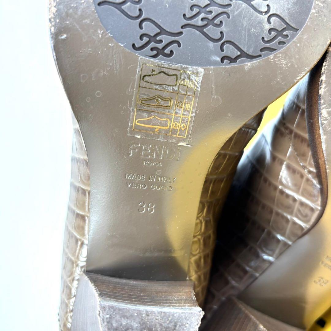 FENDI フェンディ　サイドゴアブーツ　クロコ型押し