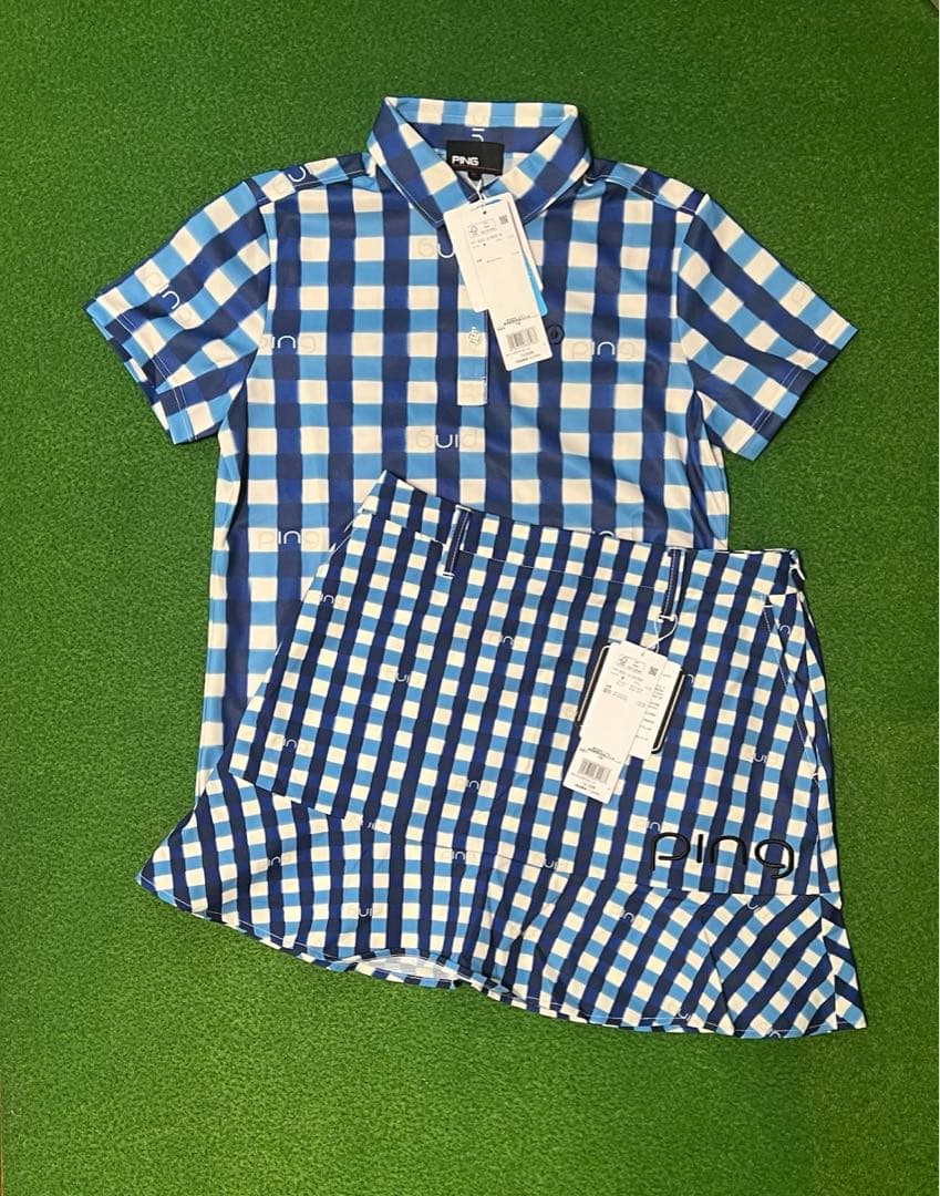 ★連休セール★Mサイズ/セットアップ/ギンガムチェックスカート＆ポロシャツ