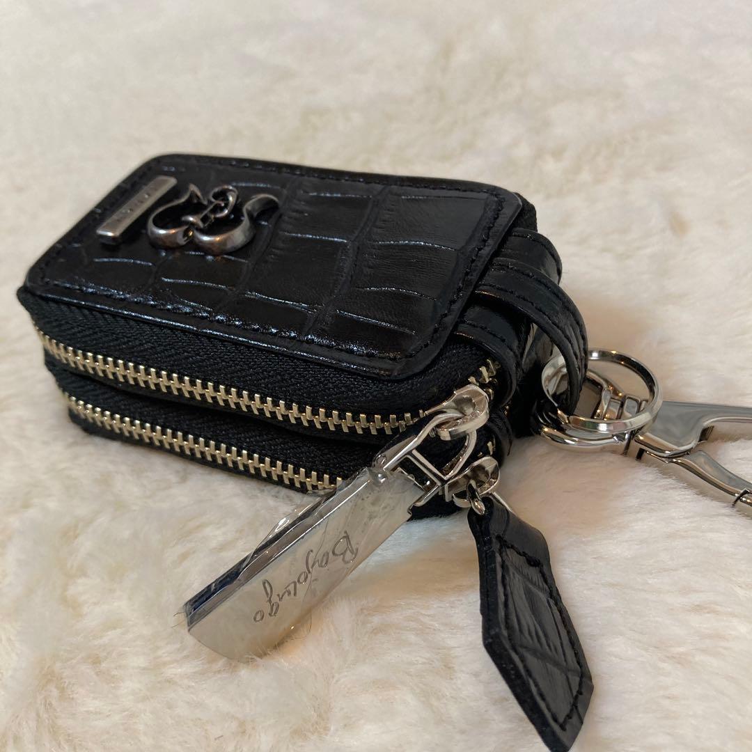 Bajolugo スマートキーケース　Wジップ　本クロコリアルレザー　ブラック