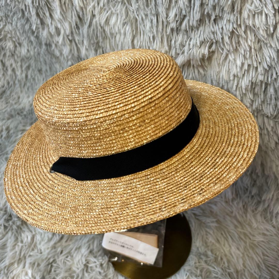 【新品】Wica Grocery カンカン帽子 ブラック・ベージュリボン付