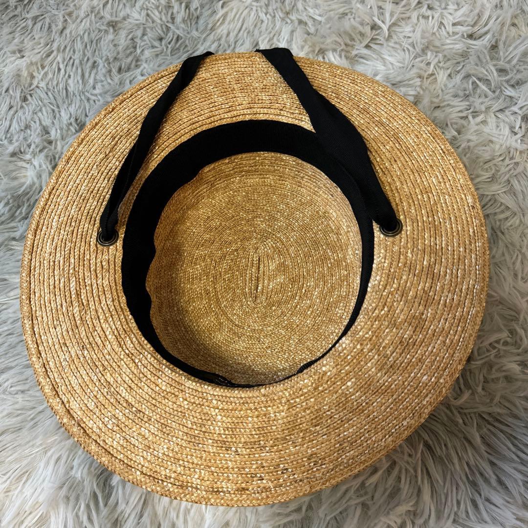 【新品】Wica Grocery カンカン帽子 ブラック・ベージュリボン付