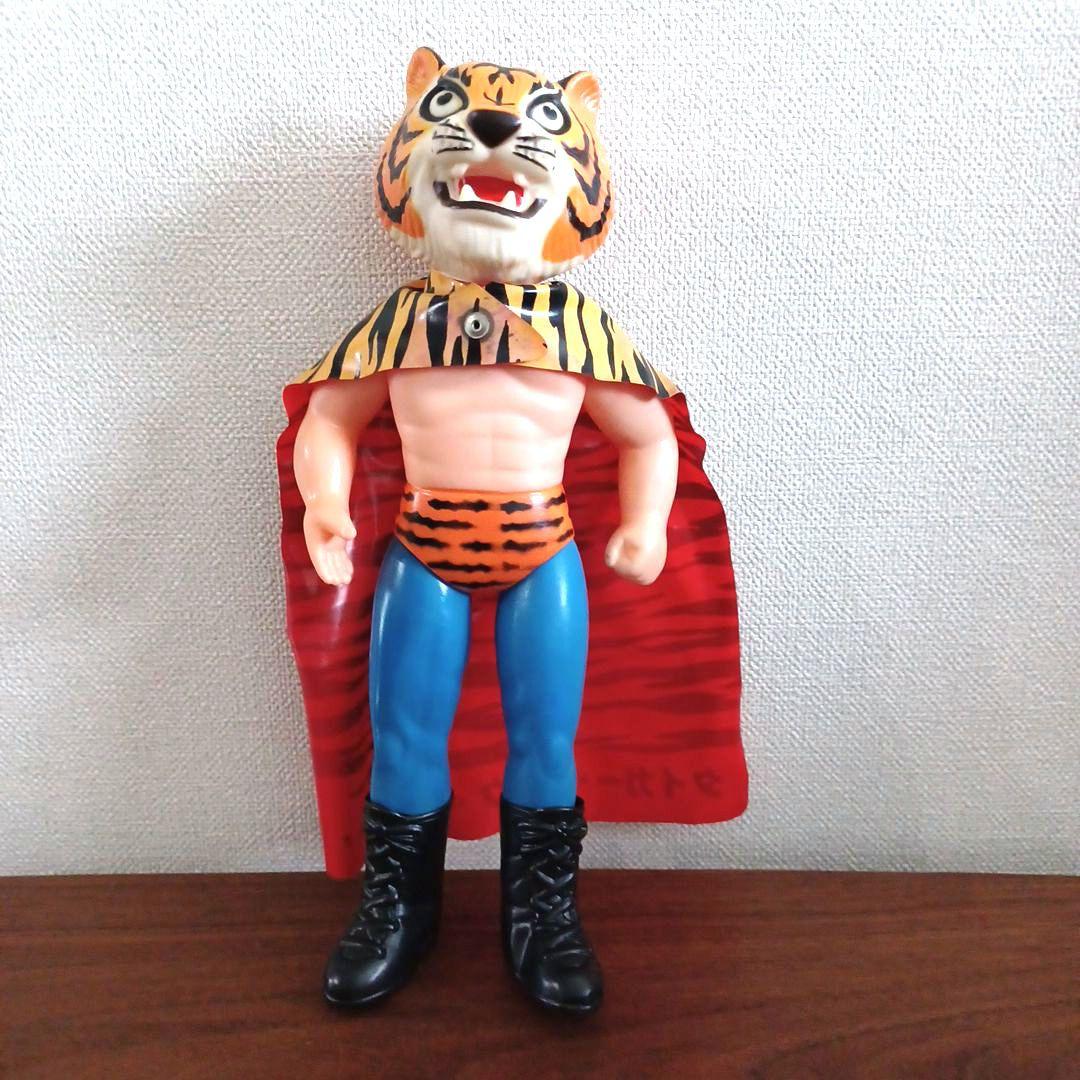 当時物 中嶋製作所 面取れマスクとマント付 希少タイガーマスク ソフビフィギュア