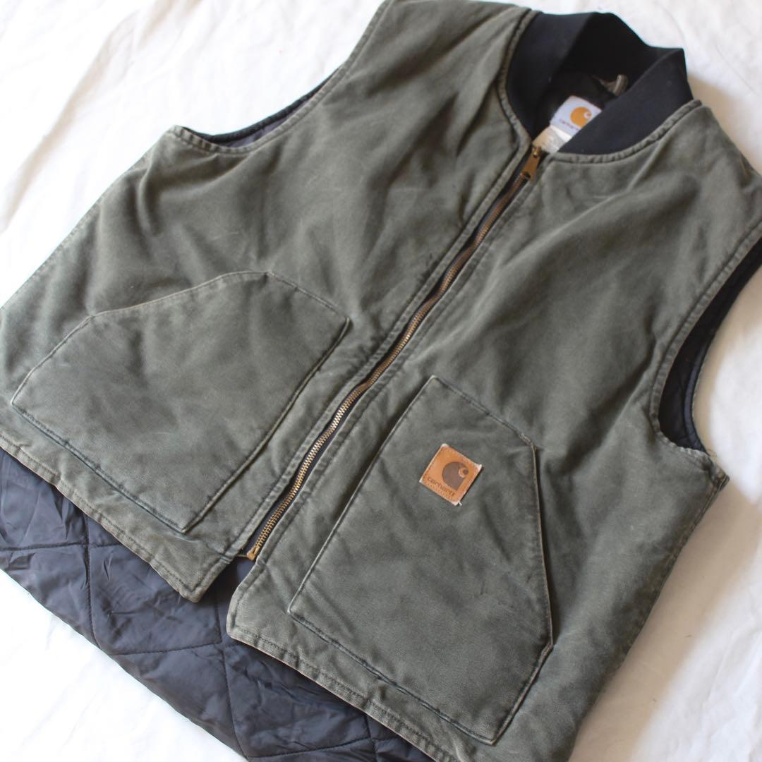 usa製 雰囲気系 Carhartt ダックベスト MOS モスグリーン XL