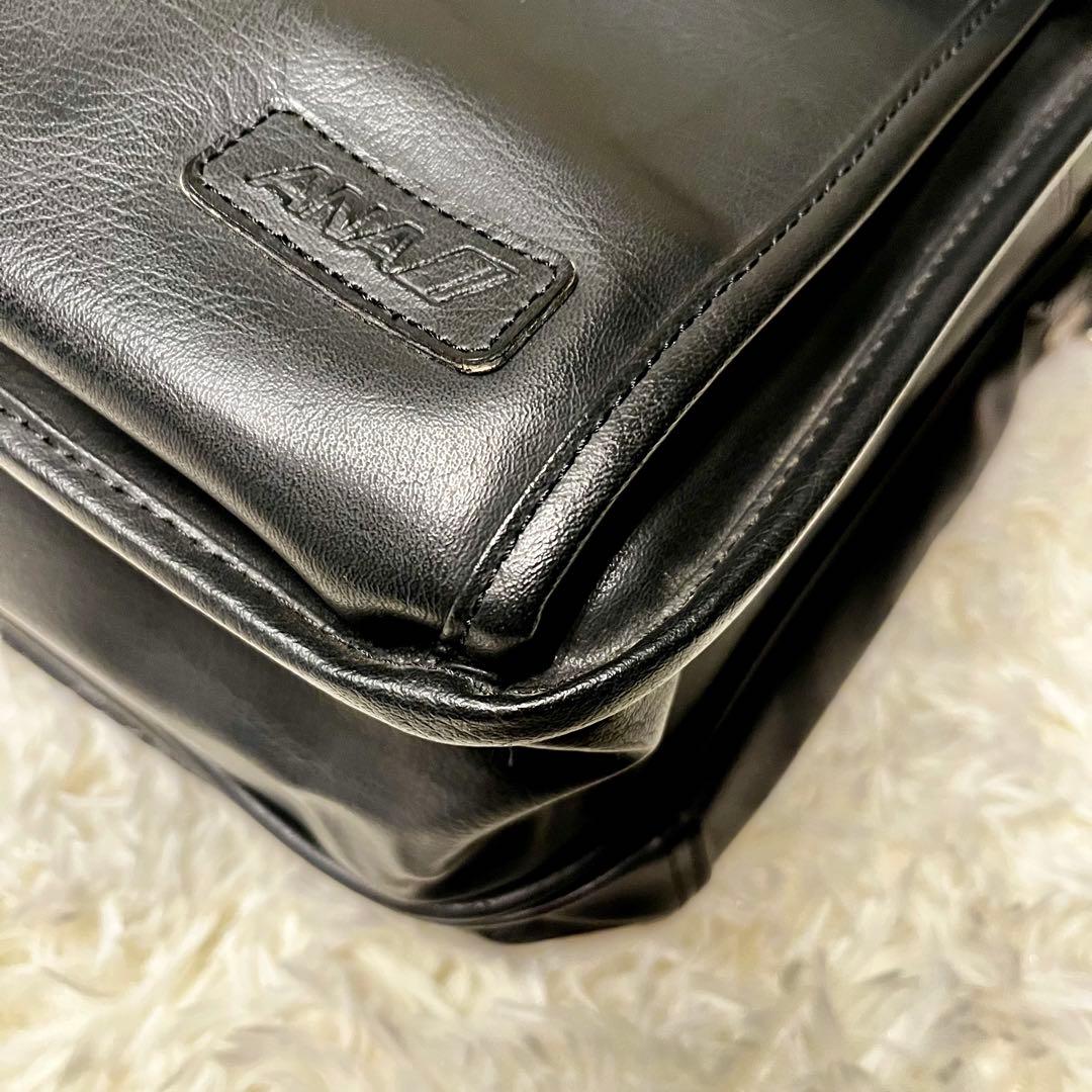 美品✨ANA 2way ビジネスバッグ オールレザー 大容量 2層式 ブラック