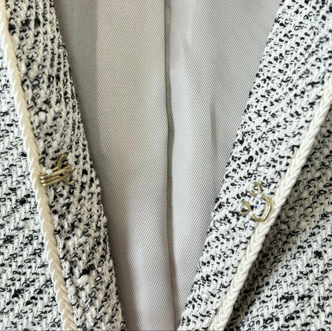 美品♪ビューティ&ユース ツイード ノーカラー スカートスーツ サイズL