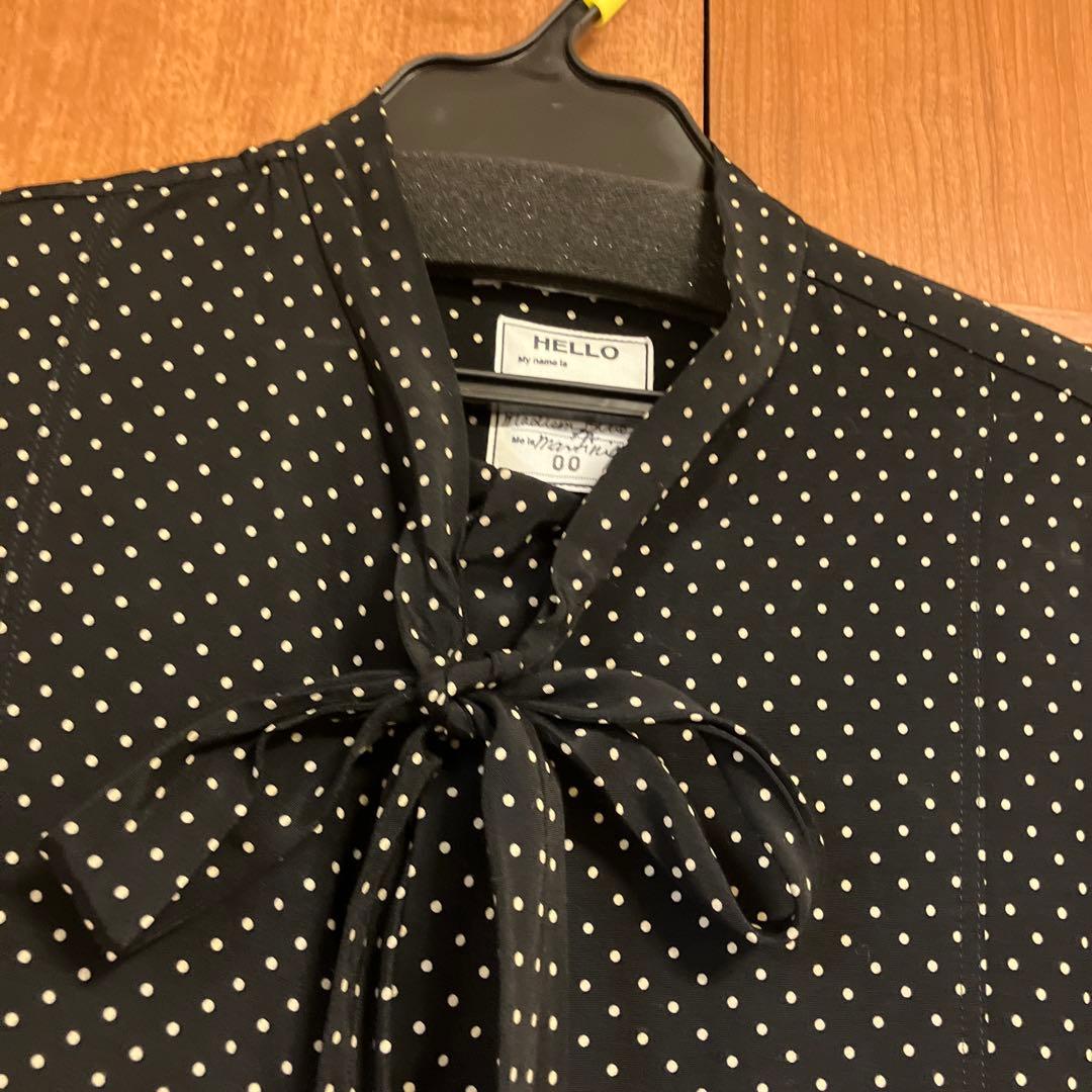 美品　MADISONBLUE ボウタイ ロングワンピース レッドロゴ刺繍