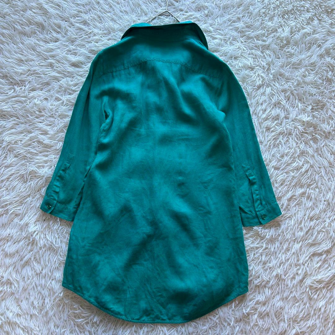 白タグ　MaxMara マックスマーラ リネン 長袖 ブラウス シャツ　グリーン