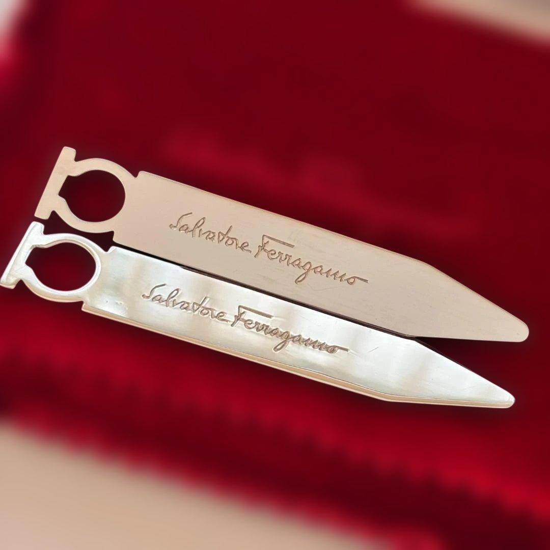 Ferragamo フェラガモ カラーキーパー 襟 SV925 付属品完備