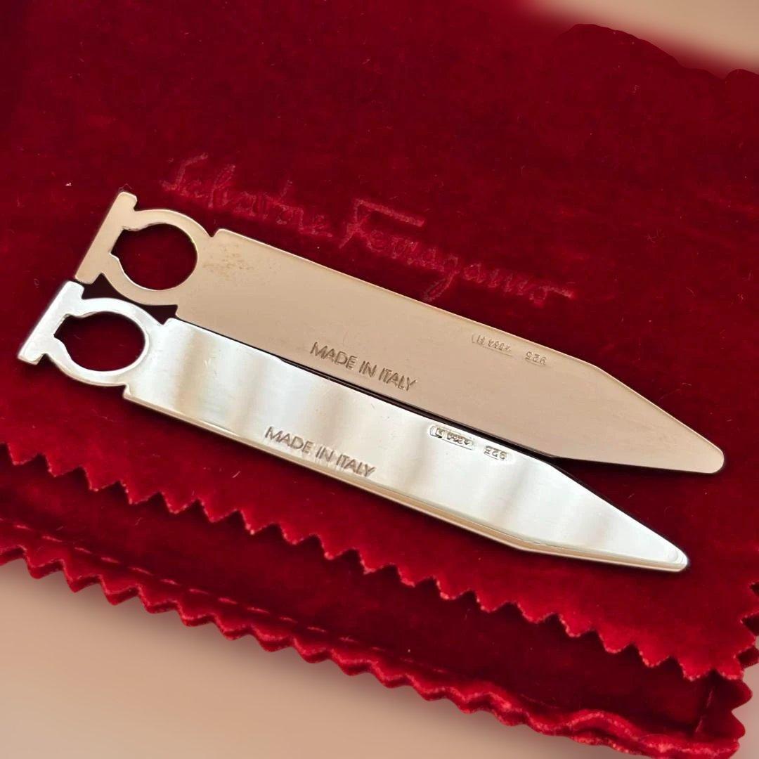 Ferragamo フェラガモ カラーキーパー 襟 SV925 付属品完備