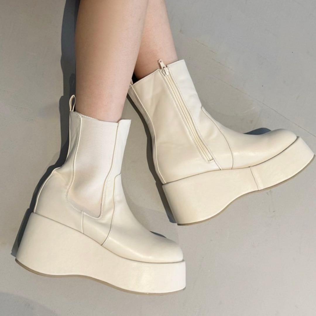 【マイナス3キロ見え】サイドゴア ボリュームソールショートブーツ ナイスクラップ