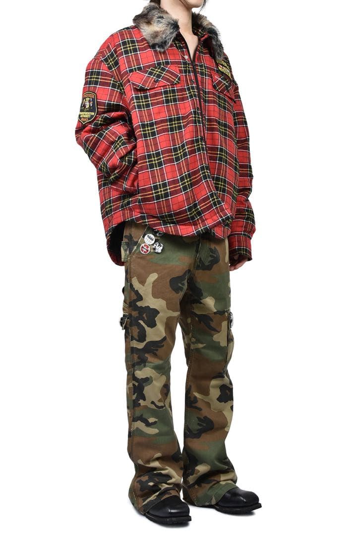 ジャケット・アウター Protocol Index FUR FLANNEL JACKET RED