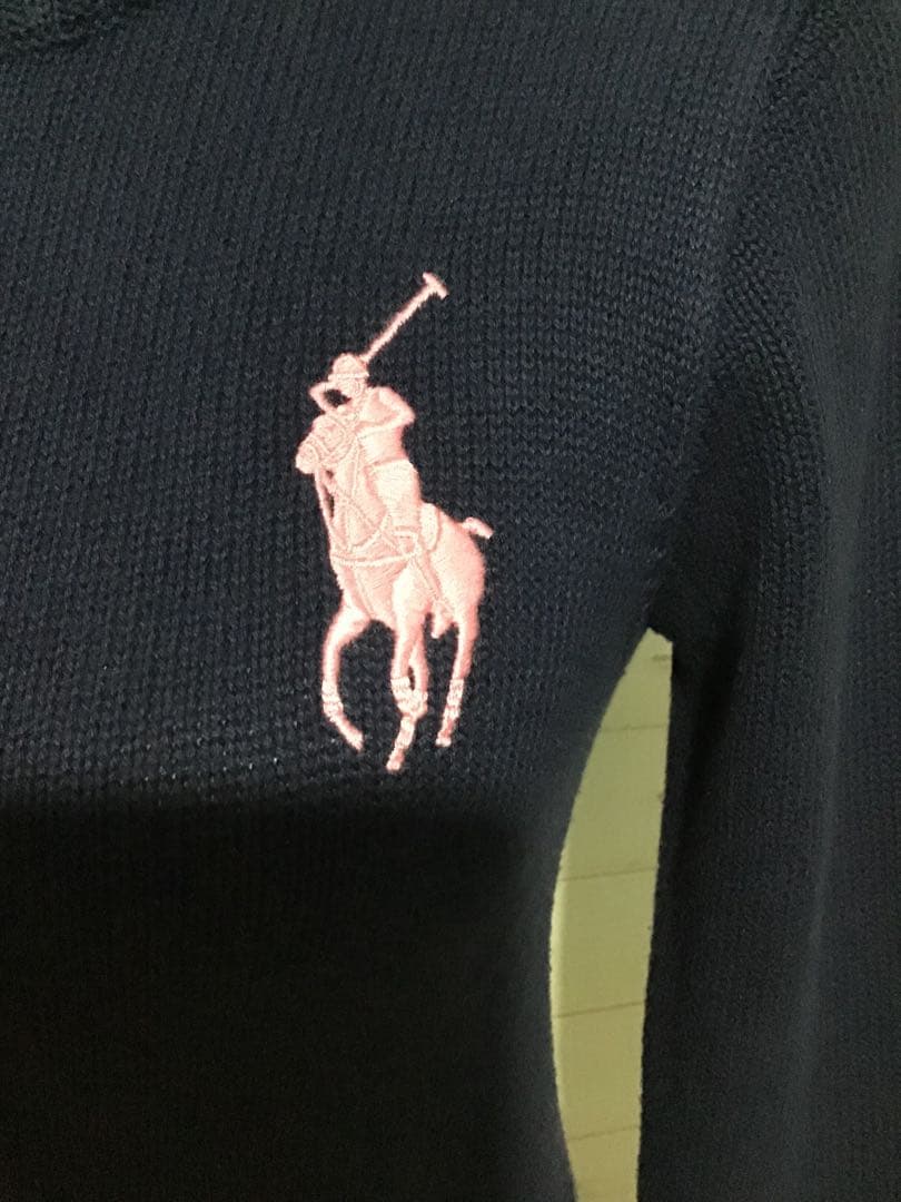 ラルフローレン★ビッグポニー ニット ジャケット ジップアップ ネイビー ピンク