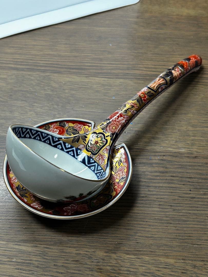 極錦　金彩古伊万里　有田焼其泉窯　お玉杓子