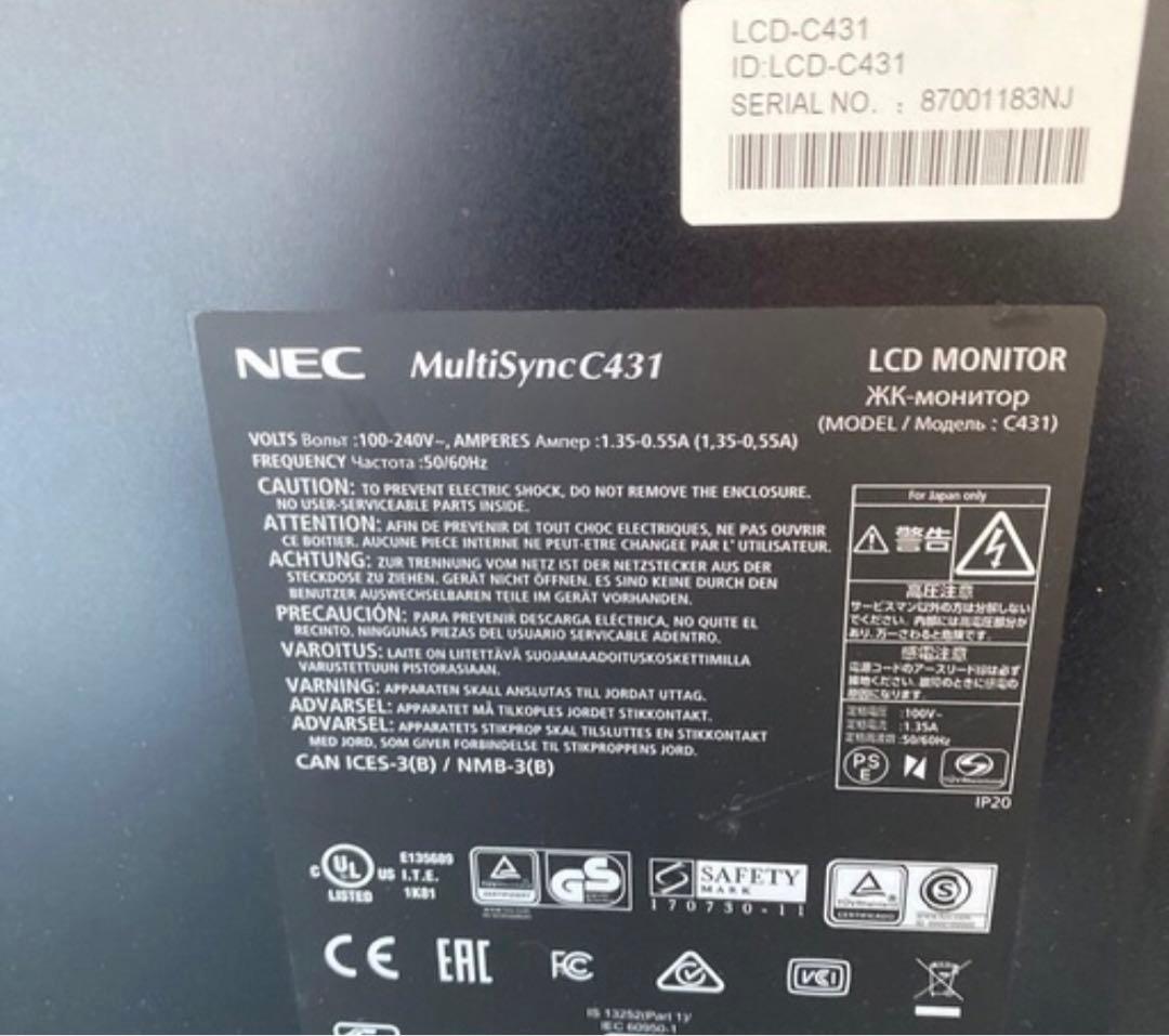 NEC マルチシンク　c431 デジタルサイネージ　LCDモニター43インチ