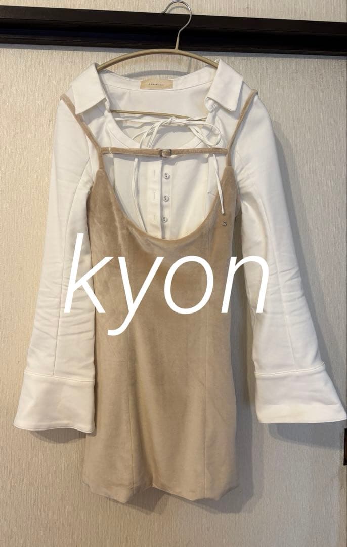 スカート andmary Betty velour mini dress beige