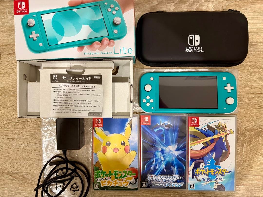 【ポケモンソフト3本＋ケース付】Switch Lite ターコイズ 動作確認済