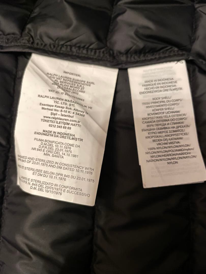 ポロラルフローレン パッカブル ダウンベスト 黒 XS 軽量