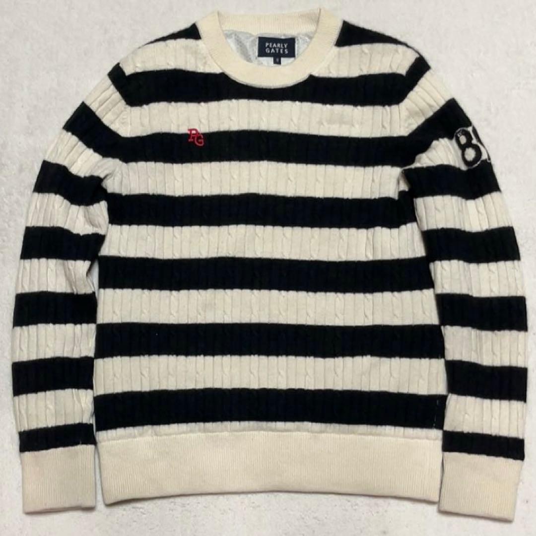 パーリーゲイツ　近年　カシミヤ　蓄熱裏地　防風　スニード　ニット　ボーダー　ロゴ