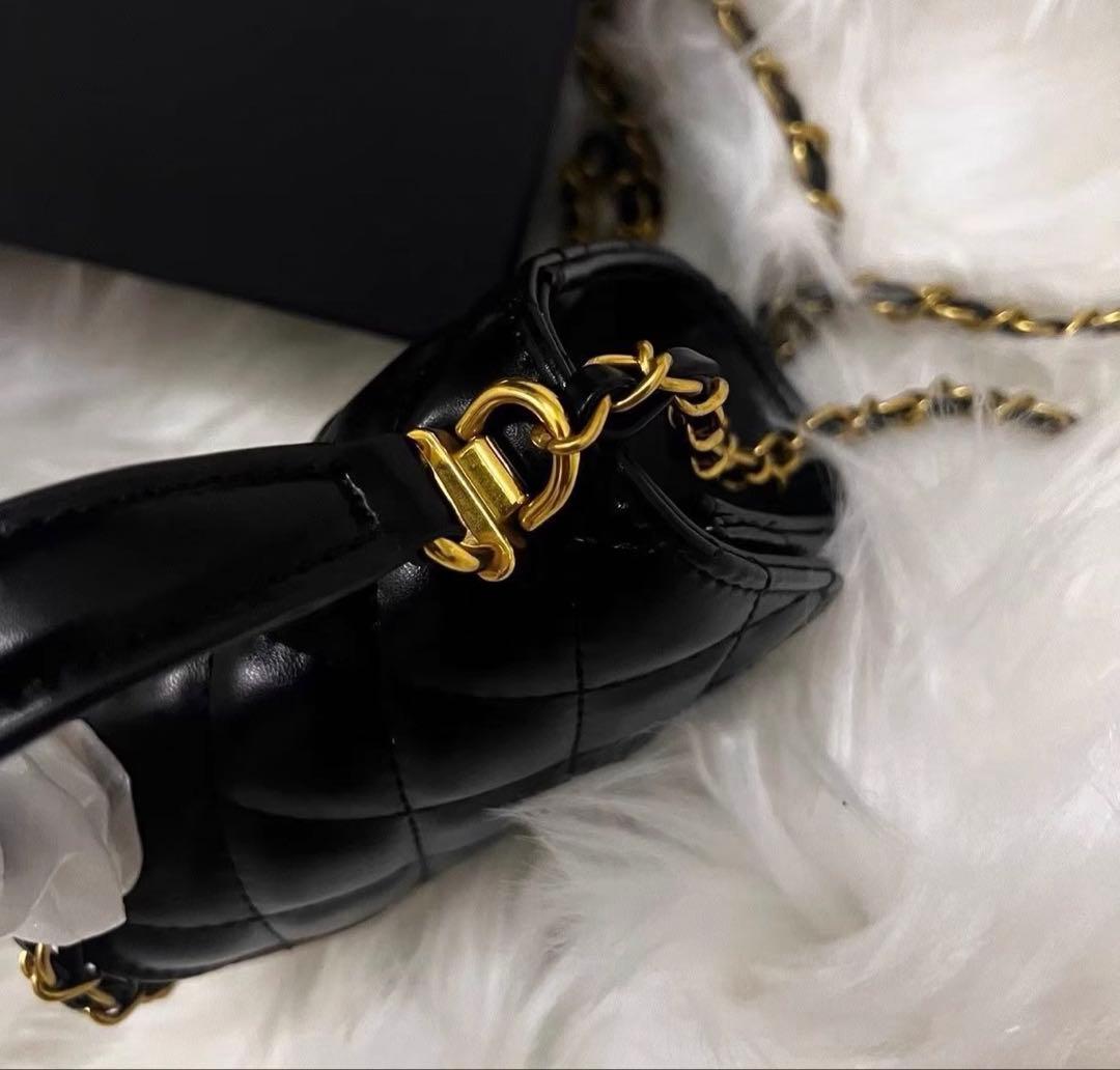 CHANEL VIP非売品　ノベルティバック　ブラックレザー ミニバッグ　ミラー