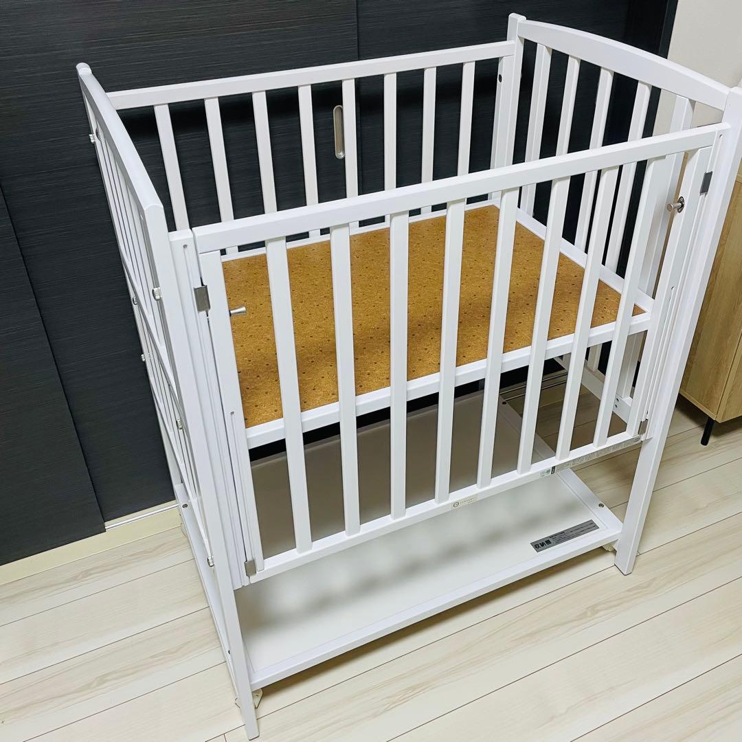 コンパクト ベビーベッド ツーオープン ヤマサキ　ミニベッド ホワイト